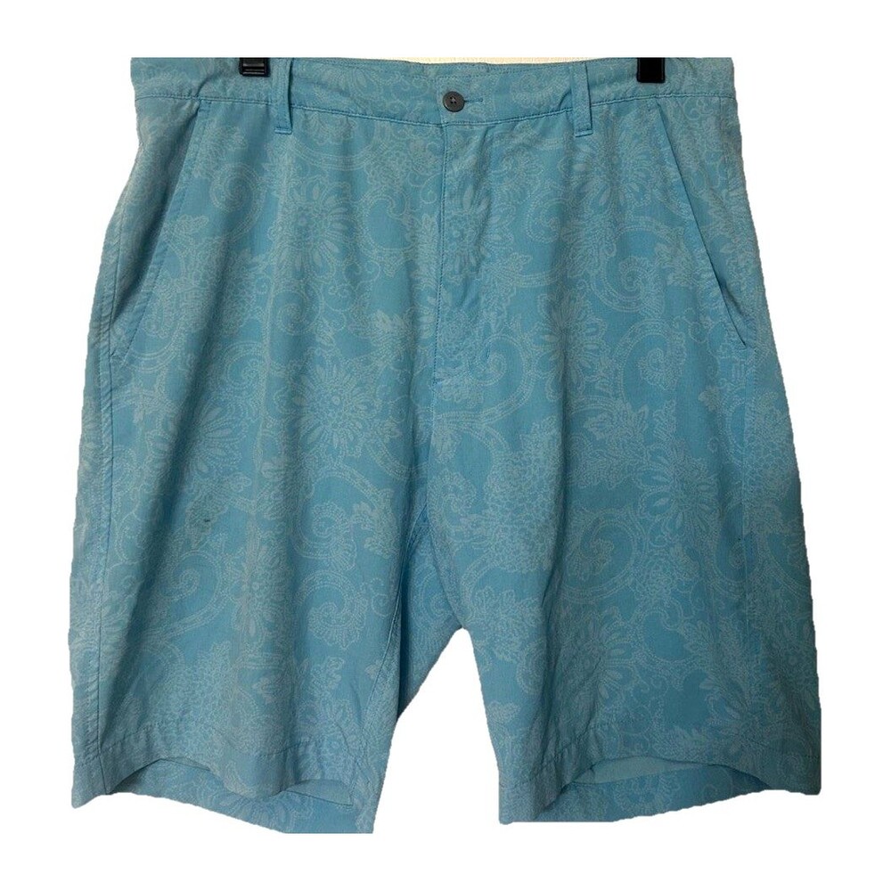 Footjoy Mens 34 Golf Performance Stretch Paisley Light Blue Lightweight Shorts